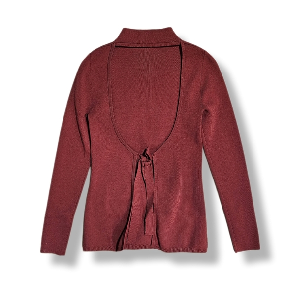 ARITZIA | Babaton Sculpt Knit High Neck Tie Back Ambrosia Sweater - Small - Picture 5 of 5